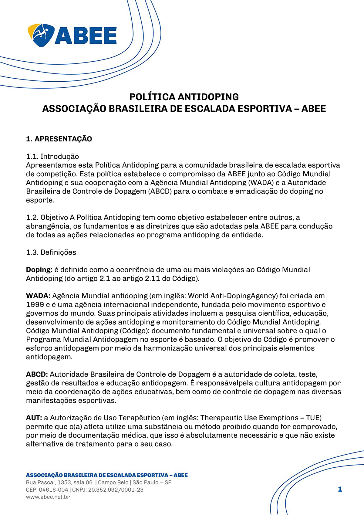 Política Antidopagem ABEE